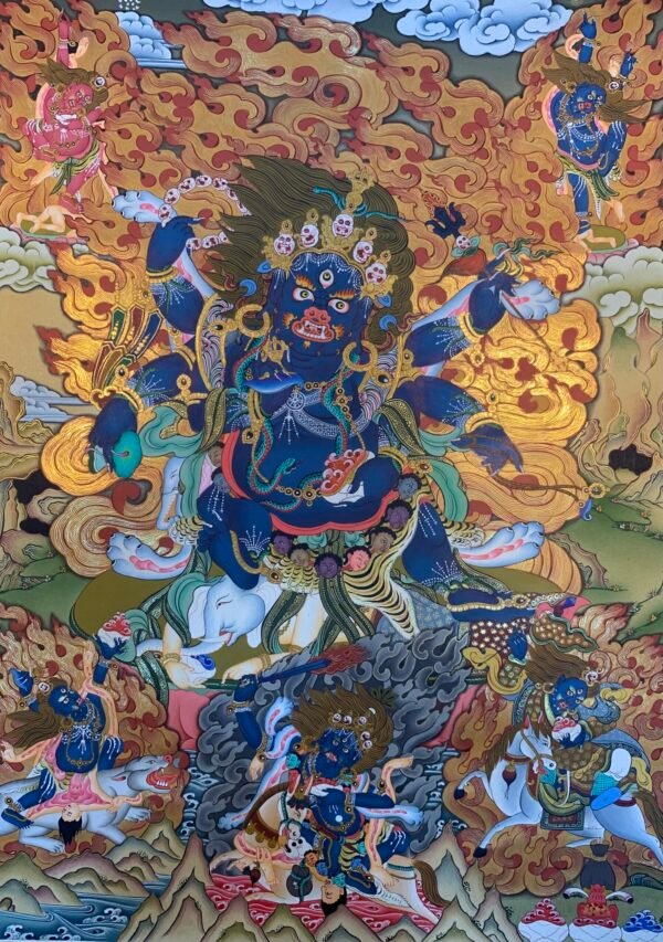 Wrathful Deity 6 Arms Mahakala Thangka Painting