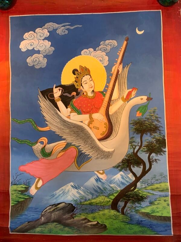 Sarasvati Thangka Painting