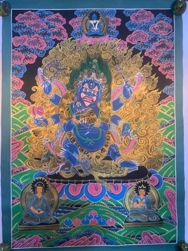 Wrathful Deity 6 Arms Mahakala Thangka Painting