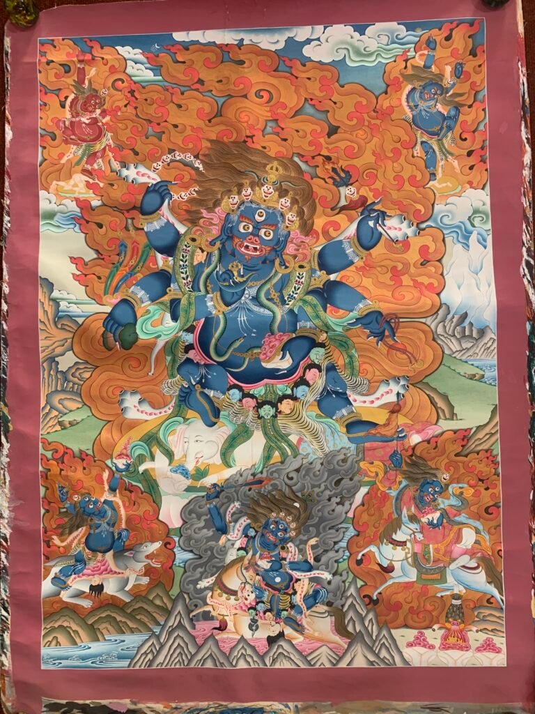 Wrathful Deity 6 Arms Mahakala Thangka Painting