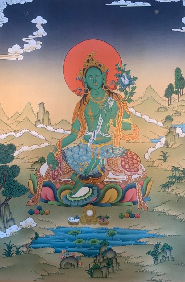 Green Tara Thangka Painting