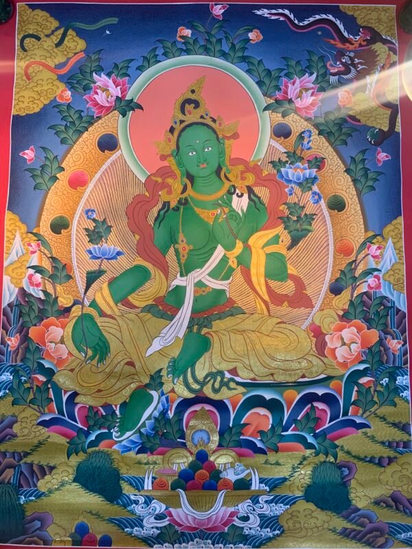 Green Tara Thangka Painting