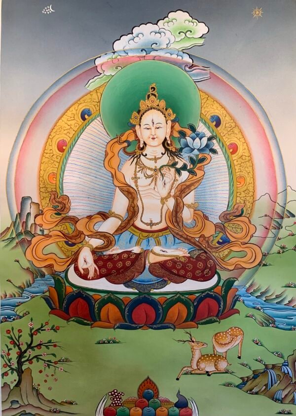 White Tara Thangka Painting